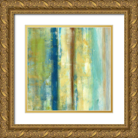 Patina Stripes I Gold Ornate Wood Framed Art Print with Double Matting by King