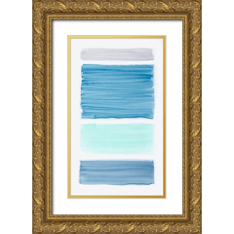 Bar Blue I Gold Ornate Wood Framed Art Print with Double Matting by King