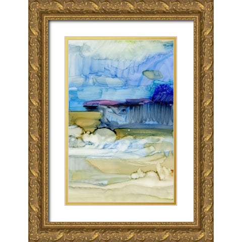 Fluid II Gold Ornate Wood Framed Art Print with Double Matting by King