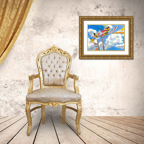 Yacht Flags Gold Ornate Wood Framed Art Print with Double Matting by Scott