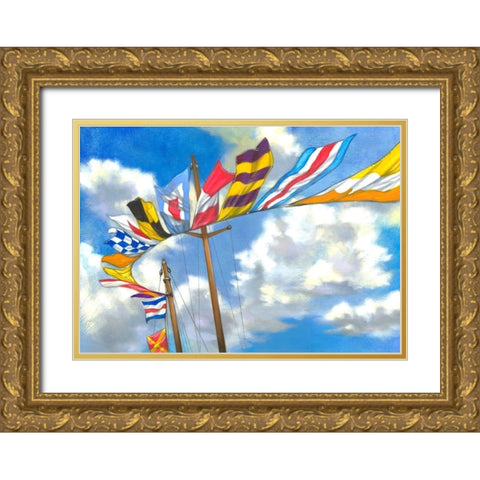 Yacht Flags Gold Ornate Wood Framed Art Print with Double Matting by Scott