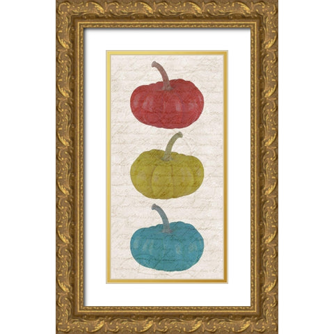 Fall Pumpkins Gold Ornate Wood Framed Art Print with Double Matting by Phillip, Jamie