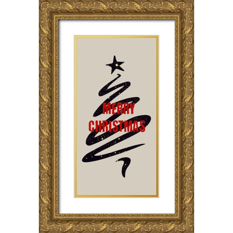 Merry Christmas Gold Ornate Wood Framed Art Print with Double Matting by Phillip, Jamie