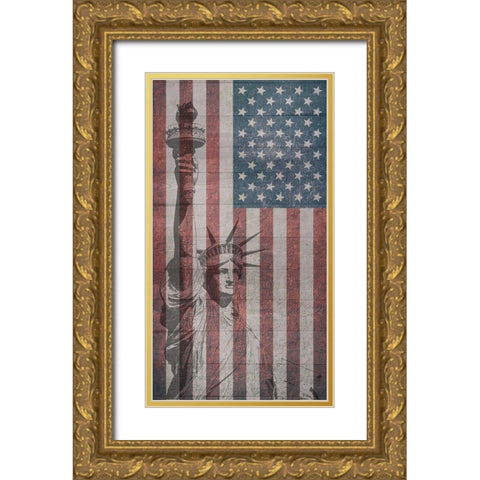Liberty Gold Ornate Wood Framed Art Print with Double Matting by Phillip, Jamie