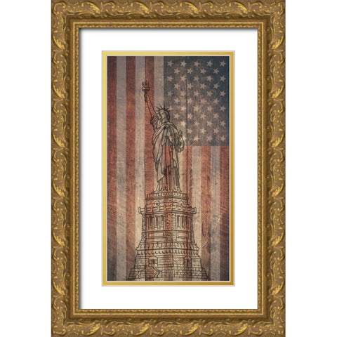 Liberty 2 Gold Ornate Wood Framed Art Print with Double Matting by Phillip, Jamie