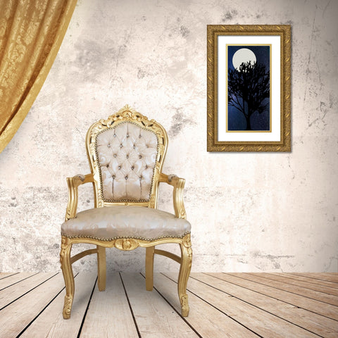 Night Moon Gold Ornate Wood Framed Art Print with Double Matting by Phillip, Jamie