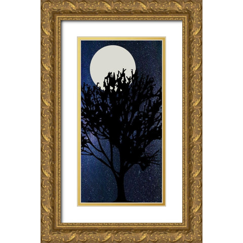 Night Moon Gold Ornate Wood Framed Art Print with Double Matting by Phillip, Jamie