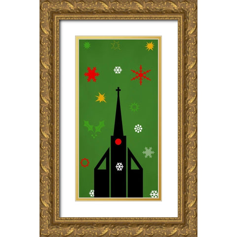 Church Gold Ornate Wood Framed Art Print with Double Matting by Phillip, Jamie