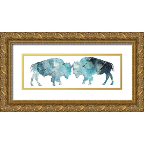 Abstract Buffalo 3 Gold Ornate Wood Framed Art Print with Double Matting by Phillip, Jamie
