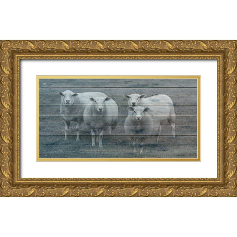 Sheepish 1 Gold Ornate Wood Framed Art Print with Double Matting by Phillip, Jamie