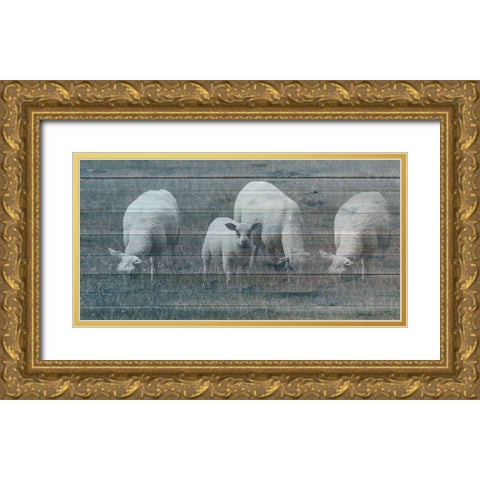 Sheepish 2 Gold Ornate Wood Framed Art Print with Double Matting by Phillip, Jamie