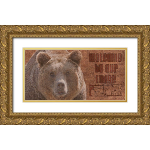 Wlcome To Our Lodge Gold Ornate Wood Framed Art Print with Double Matting by Phillip, Jamie