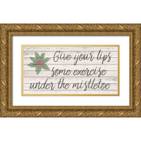 Mistletoe Kisses Gold Ornate Wood Framed Art Print with Double Matting by Phillip, Jamie