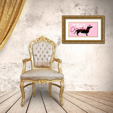 Doggy Christmas Gold Ornate Wood Framed Art Print with Double Matting by Phillip, Jamie