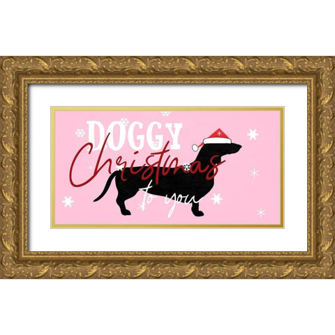 Doggy Christmas Gold Ornate Wood Framed Art Print with Double Matting by Phillip, Jamie