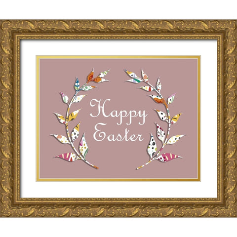 Happy Easter Gold Ornate Wood Framed Art Print with Double Matting by Phillip, Jamie