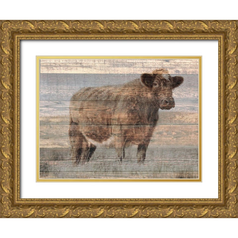 Farm Cow Gold Ornate Wood Framed Art Print with Double Matting by Phillip, Jamie