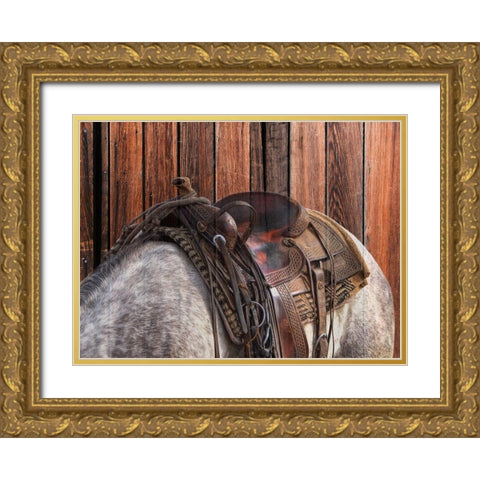Horse On The Ranch Gold Ornate Wood Framed Art Print with Double Matting by Phillip, Jamie