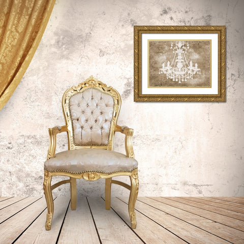 Chandelier Gold Ornate Wood Framed Art Print with Double Matting by Phillip, Jamie