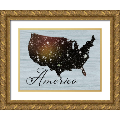 America Gold Ornate Wood Framed Art Print with Double Matting by Phillip, Jamie