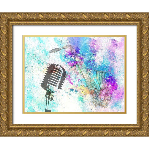 Sax Gold Ornate Wood Framed Art Print with Double Matting by Phillip, Jamie