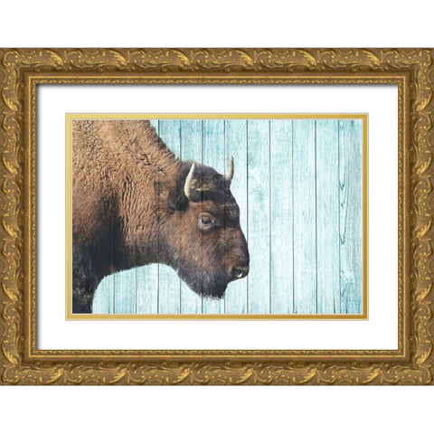 Bison Trail Gold Ornate Wood Framed Art Print with Double Matting by Phillip, Jamie