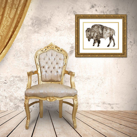 Rustic Bison 2 Gold Ornate Wood Framed Art Print with Double Matting by Phillip, Jamie