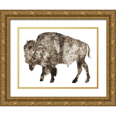 Rustic Bison 2 Gold Ornate Wood Framed Art Print with Double Matting by Phillip, Jamie