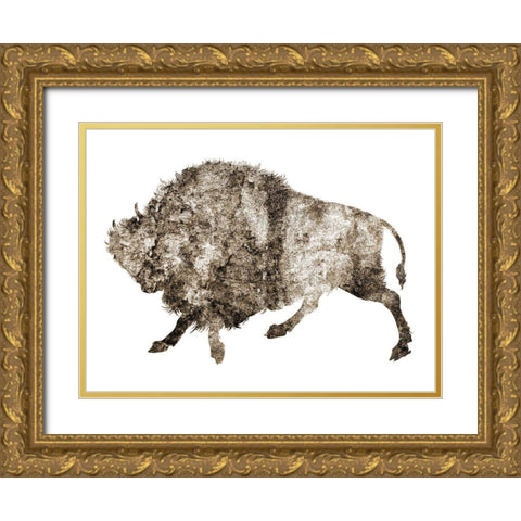 Rustic Bison 3 Gold Ornate Wood Framed Art Print with Double Matting by Phillip, Jamie