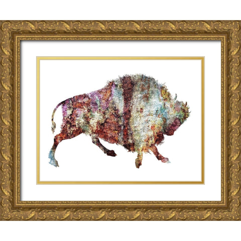 Rustic Bison 4 Gold Ornate Wood Framed Art Print with Double Matting by Phillip, Jamie