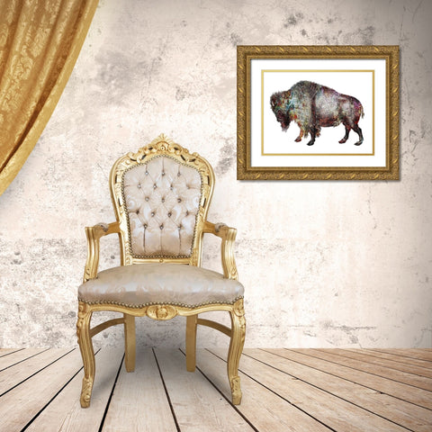 Rustic Bison 5 Gold Ornate Wood Framed Art Print with Double Matting by Phillip, Jamie