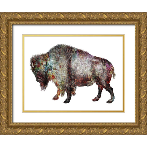 Rustic Bison 5 Gold Ornate Wood Framed Art Print with Double Matting by Phillip, Jamie