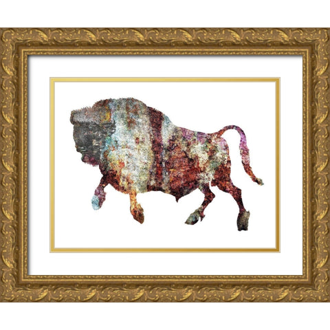 Rustic Bison 6 Gold Ornate Wood Framed Art Print with Double Matting by Phillip, Jamie