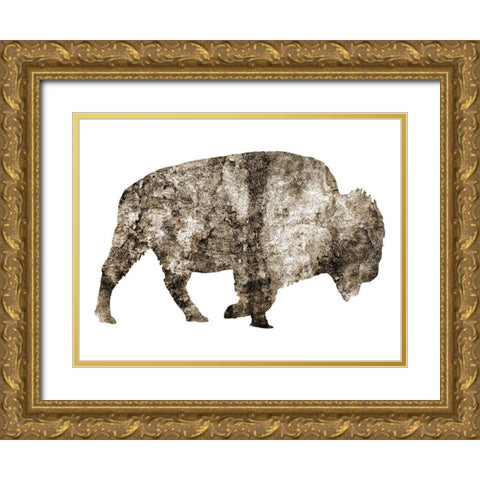 Rustic Bison 8 Gold Ornate Wood Framed Art Print with Double Matting by Phillip, Jamie