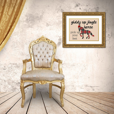 Jingle Horse Gold Ornate Wood Framed Art Print with Double Matting by Phillip, Jamie