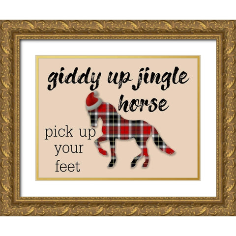 Jingle Horse Gold Ornate Wood Framed Art Print with Double Matting by Phillip, Jamie