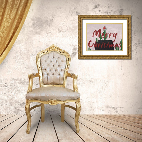 Merry Christmas Gold Ornate Wood Framed Art Print with Double Matting by Phillip, Jamie
