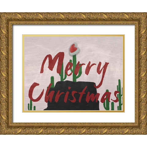 Merry Christmas Gold Ornate Wood Framed Art Print with Double Matting by Phillip, Jamie