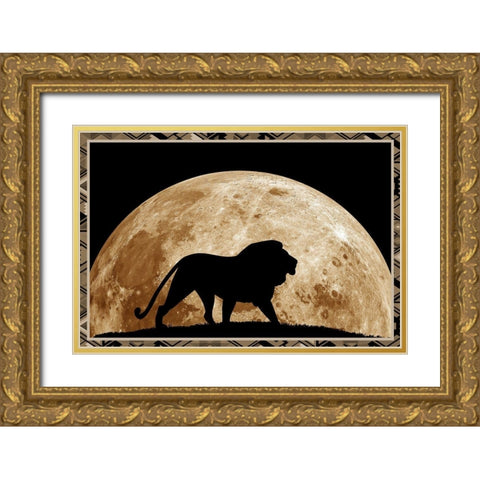 Lion Gold Ornate Wood Framed Art Print with Double Matting by Phillip, Jamie