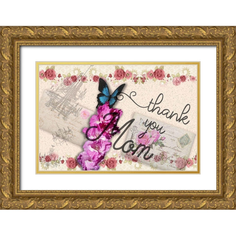 Thanks Mom Gold Ornate Wood Framed Art Print with Double Matting by Phillip, Jamie