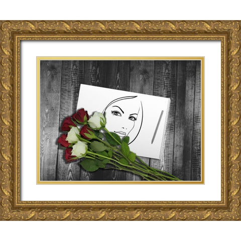 Drawing Gold Ornate Wood Framed Art Print with Double Matting by Phillip, Jamie