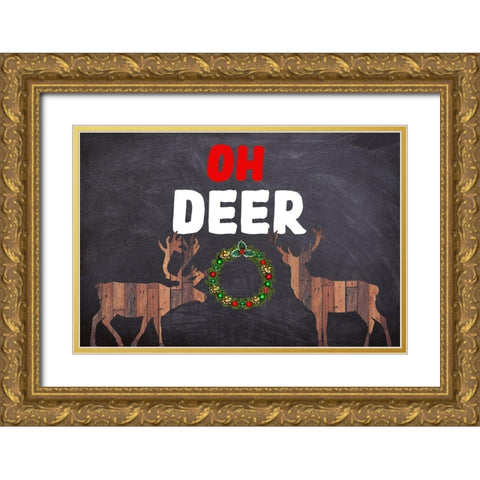 Oh Deer! 2 Gold Ornate Wood Framed Art Print with Double Matting by Phillip, Jamie