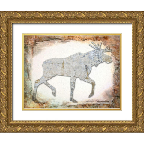Moose Gold Ornate Wood Framed Art Print with Double Matting by Phillip, Jamie