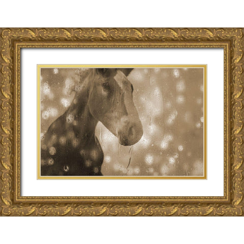 Browney Farm Horse Gold Ornate Wood Framed Art Print with Double Matting by Phillip, Jamie