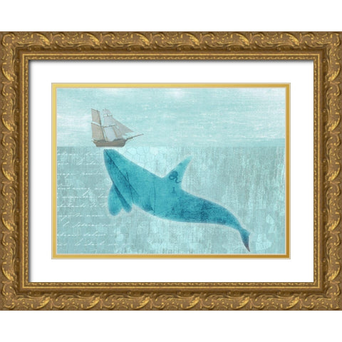 Giant Whale Gold Ornate Wood Framed Art Print with Double Matting by Phillip, Jamie