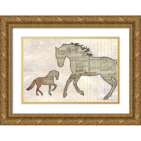 Horsey Baby Gold Ornate Wood Framed Art Print with Double Matting by Phillip, Jamie