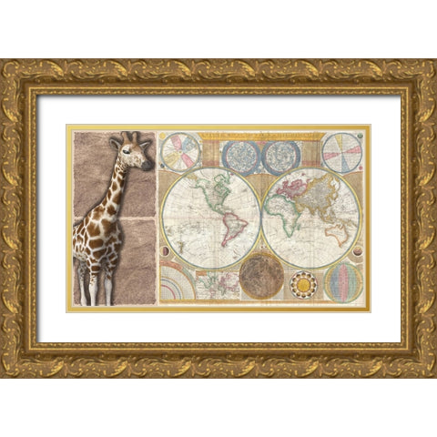 African Map Gold Ornate Wood Framed Art Print with Double Matting by Phillip, Jamie