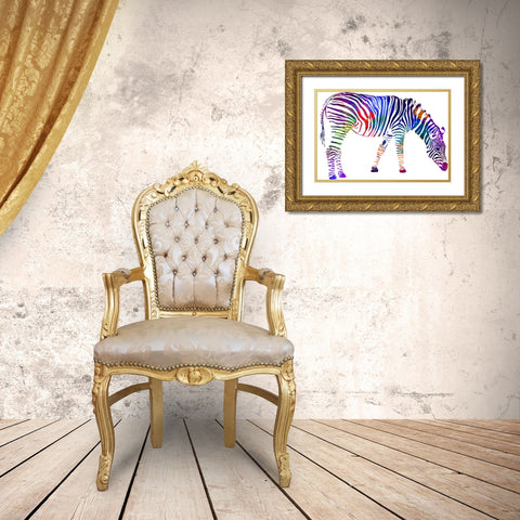 Zebra Gold Ornate Wood Framed Art Print with Double Matting by Phillip, Jamie