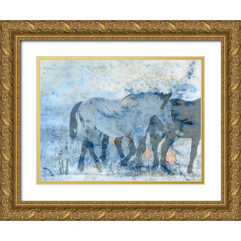 Horse Play Gold Ornate Wood Framed Art Print with Double Matting by Phillip, Jamie