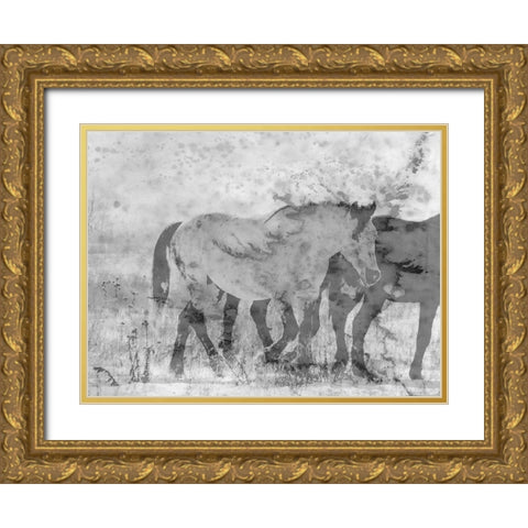 Ranch Horse Gold Ornate Wood Framed Art Print with Double Matting by Phillip, Jamie